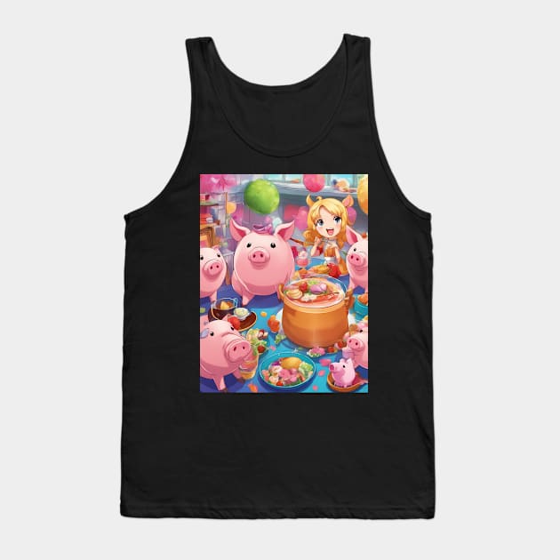 Moi Moi Let Pig Party Tank Top by animegirlnft